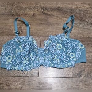 Victoria Secret Floral Lace Underwire Bra - Blue Women Size 38D